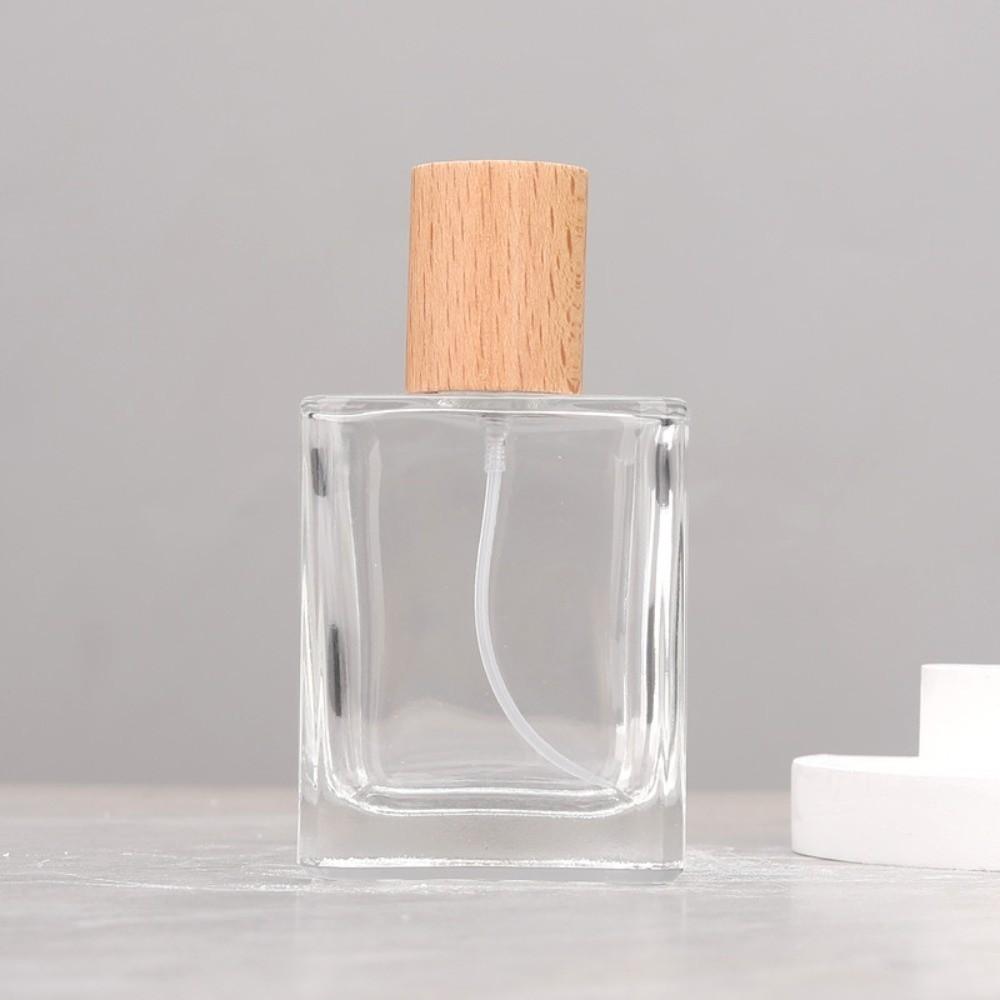 Square Shape Glass Perfume Bottle 30ml Cosmetic Container Portable Refillable Atomizer
