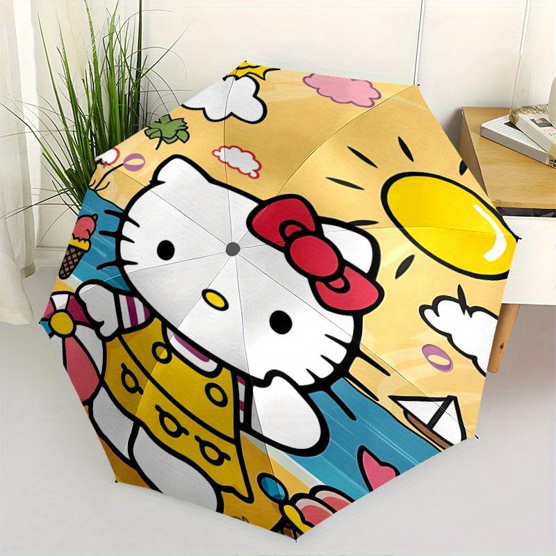 

Hello Kitty on the Beach in Summer Cartoon Umbrella, Portable 3-Fold Compact Umbrella, Suitable for Camping, Hiking and Travel, Ideal Easter Birthday