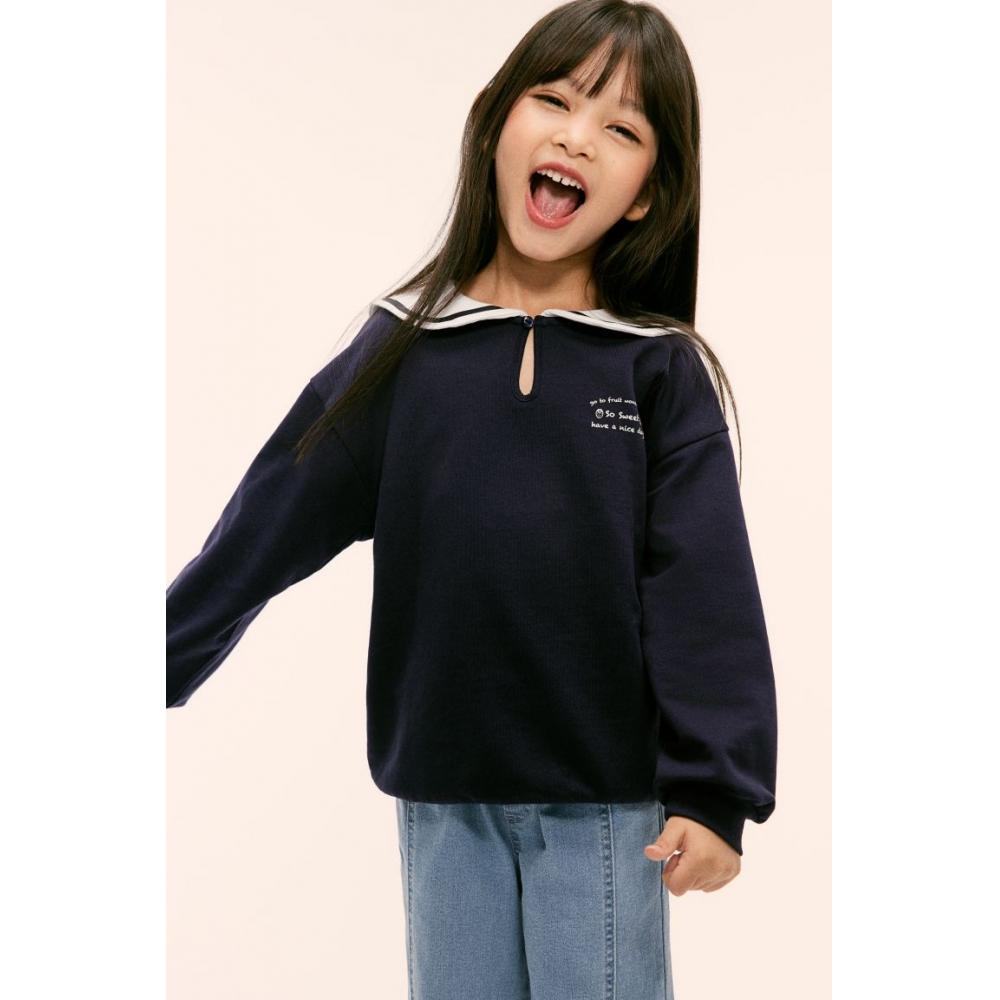 

H M Sailor Collar sweatsHirt Navy Blue Fruit Wonderland