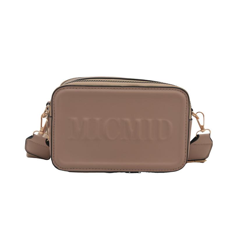 

Stylish Casual Wide Shoulder Strap Small Square Bag For Women Featuring Luxurious Textured Design In Black Beige Blue And Khaki Khaki