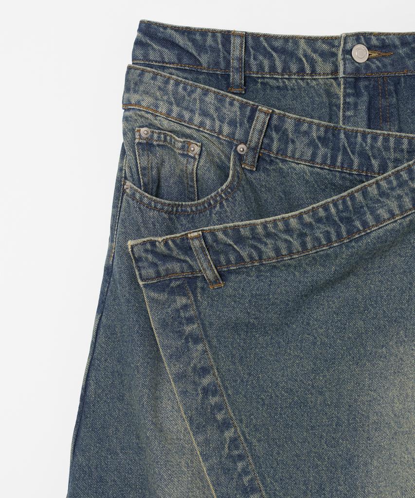 Milo Woman Denim Midi Wrap Skirt [Blue]