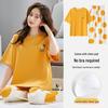 Women's Summer Pajama Set - Stretchy Short Sleeve Top & Long Pants with Built-in Bra Pads, Cotton-Like, Thin, Pullover, Outdoor-Friendly Loungewear