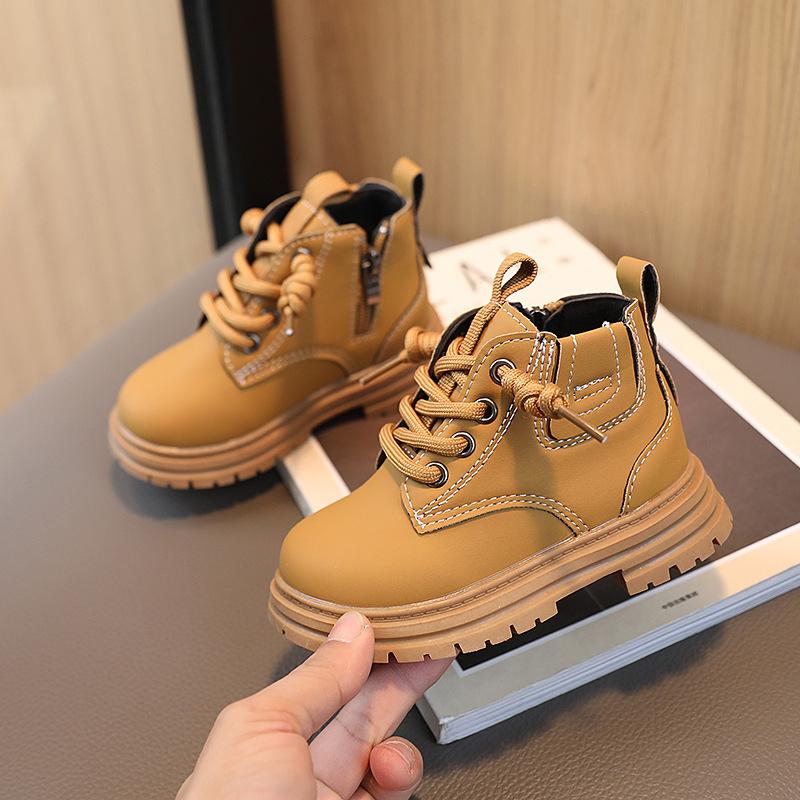 Children's Martin Boots Spring 2025 Boys Short Boots British Retro Girls Leather Boots Non-slip Soft Sole Baby Shoes Single