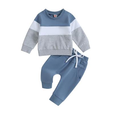 Baby Boys Spring 2 Piece Outfits 6M 12M 18M 24M 3Y Contrast Color Long Sleeve Sweatshirt and Elastic Pants for Toddler Fall Clothes