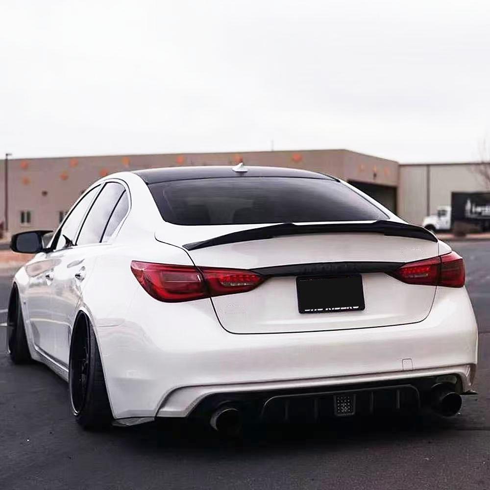Rear Spoiler Wing Boot Lip Tail Deflector Splitter Diffuser For Infiniti Q50 2014-2021 PSM Style Exterior Tuning Accessories