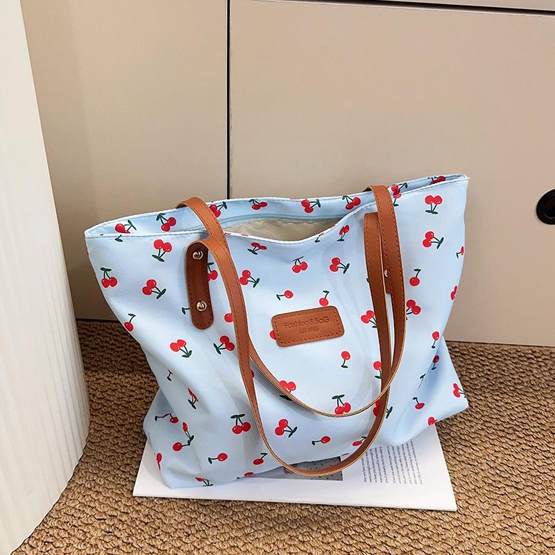 Sweet Cherry Print Shoulder Bag Large Capacity Trendy Women'S Handbag Tote Underarm Bag  Travel Storage Bag Birthday Gift