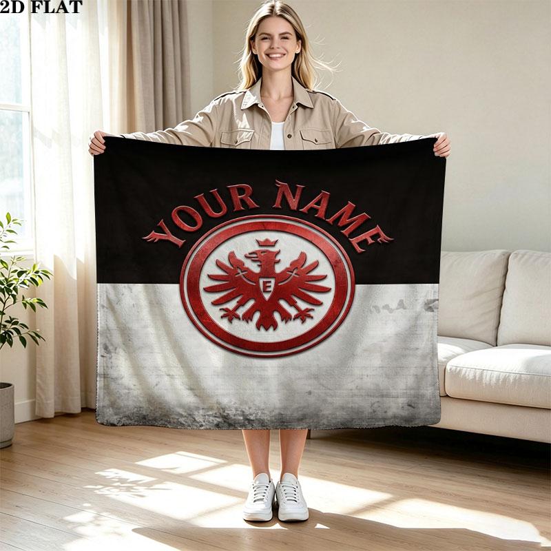 1PC Eintracht Frankfurt Custom Name Patterned Flannel Blanket Suitable For All Seasons for Home Decor Warmth and Comfort Gifts Holiday Present