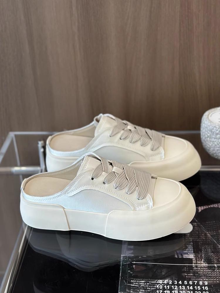 Satin bag head half drag women 2025 new satin shoes bread slippers outer wear color matching lazy casual sandals light