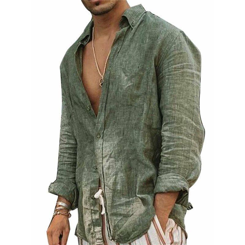 

Loose Casual Lapel Long Sleeve Cardigan Shirt Loose Lapels Shirt Men 1 M