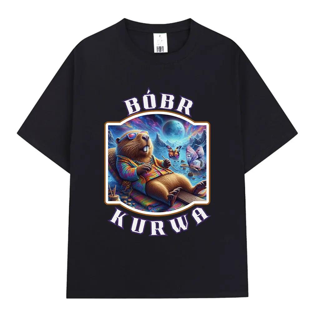 

Bober Kurwa Bobrprinted short sleeved Tshirt for womenfun beaver fansstreet wearfashionable hip-hopcomfortable and loose T-shirt S