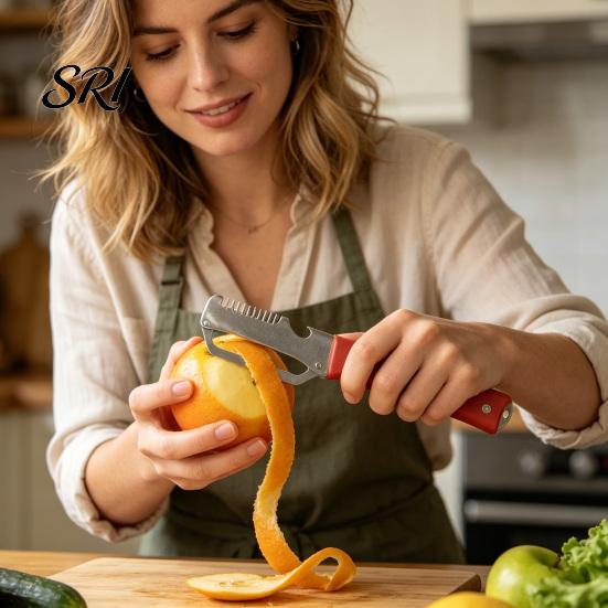 Stainless Steel Blade Peeler Vegetable with Handle, Multi-Function Fruit Potato Carrot And Peeler, 2-in-1 Bottle Opener, Ergonomic Rust-Proof
