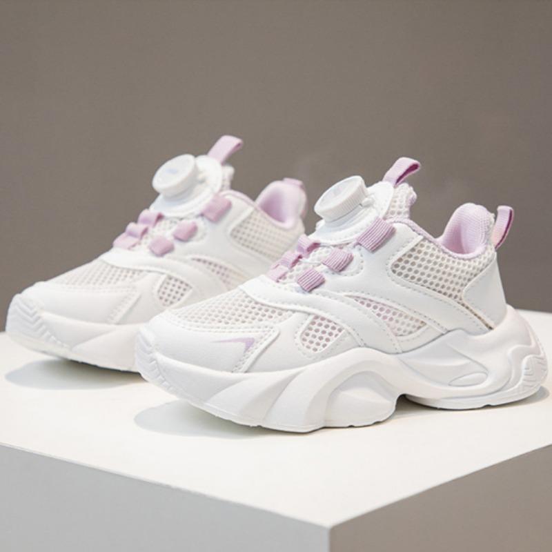 Girls' Sports Shoes Single Mesh Lightweight Running Shoes Hollow Breathable Soft Sole White Shoes Fashionable Casual Shoes