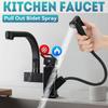 Kuchyňská Nerezová baterie Vytahovací Bidetová sprška Montáž na desku Horká Studená Směšovací baterie Černá 360° Otočná Otočná Koupelnová Umyvadlová Baterie Černá