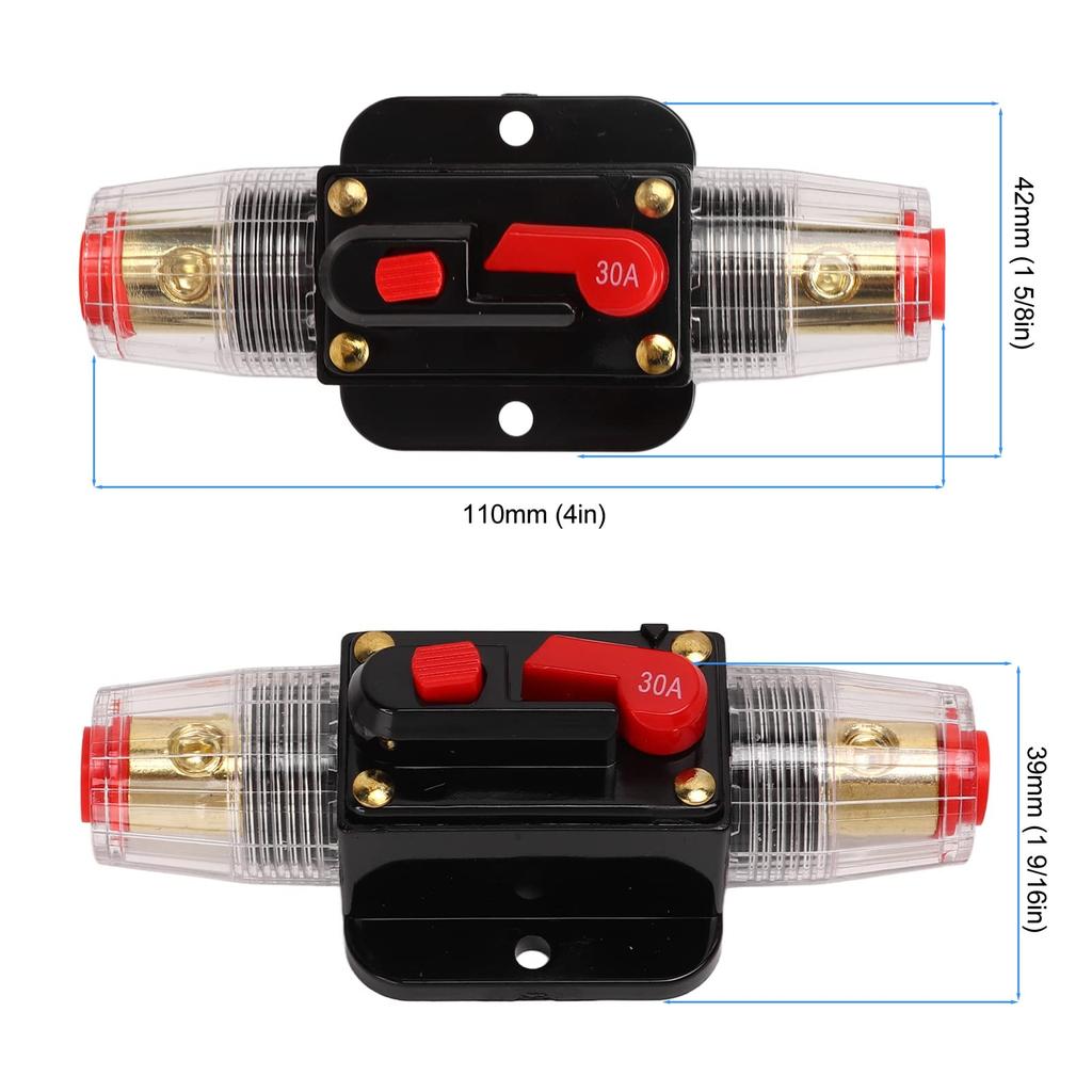 12 24V Inline Circuit Breaker, Lugs with Manual Reset Fuse Holder, Heat Shrink