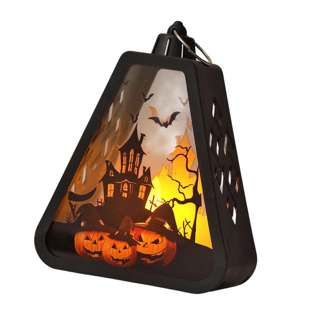 Halloween Lantern Hanging Decors Witch Pumpkin Castle Pattern Portable Lamp For Holiday Party Tabletop Decoration Gift
