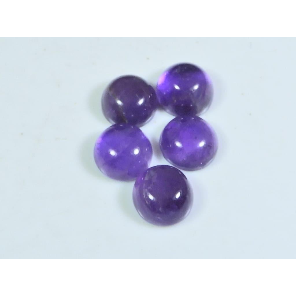 9MM Natural Amethst Ring Size Round Cabochon Loose Gemstone 5Pcs Lot 16Cts. A-427