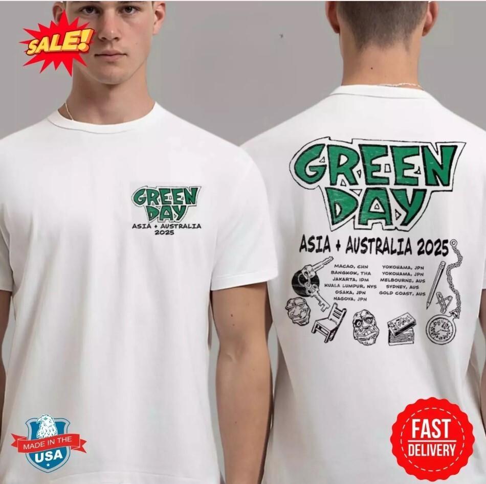 Green-Day Asia And Australia Tour 2026 Logo With Tour Dates T-Shirt For Fans XXXXL