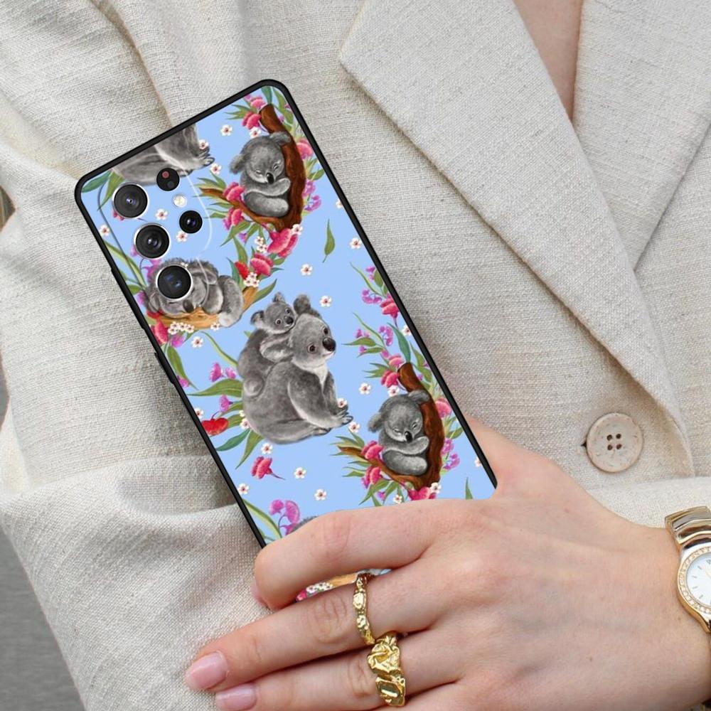 Koala and Eucalyptus Bumper Cell Phone Case for Samsung Galaxy S26 Ultra S25 S24 S23 S22 S21 S20 Note10 Cover
