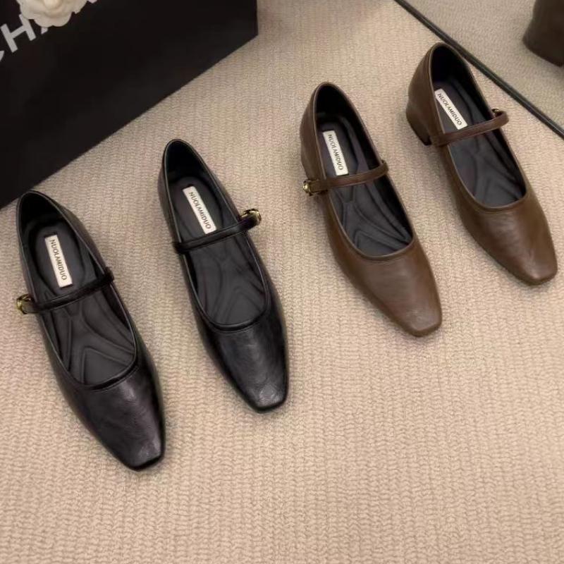 Mary Jane Single Shoes Thick Heel Shoes Elegant Classic Retro Square Toe Comfortable Soft Shallow Cut Low Heel Women's Shoes