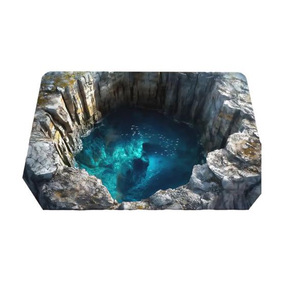 3D Hole Rug Realistic Optical Illusion Rug Funny Bottomless Pit Doormat Absorbent Non-slip Floor Mat for Bathroom Living Room Entryway