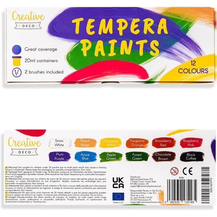 Peinture Tempera Enfant Lavable - Creative Deco - 12x20ml