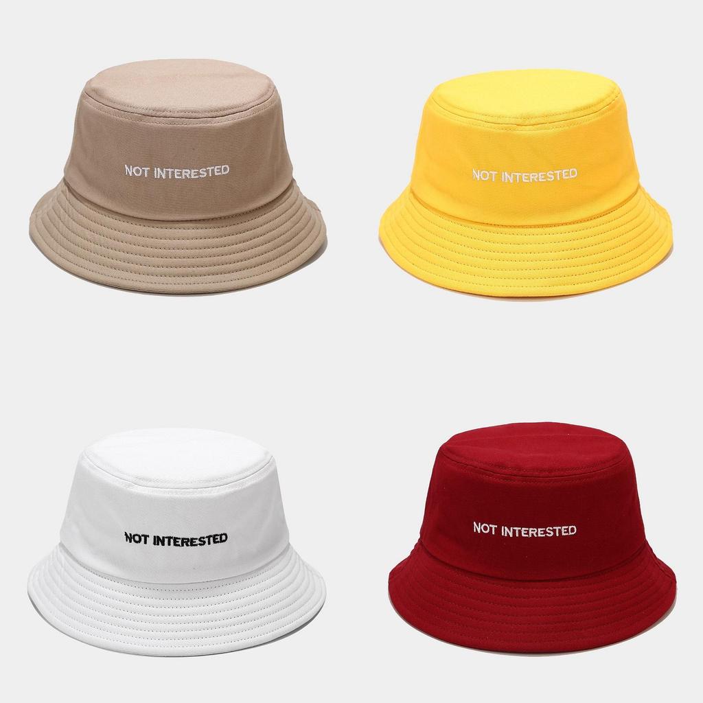 Fisherman Hat Men Women Summer Sun Protection Wide Brim With Embroidered Letters For Outdoor Activities