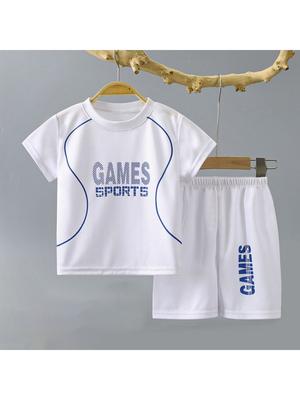 Collezione Estiva Set Pigiama Ispirato al Basket per Ragazzi Stampa 3D Pantaloncini Sportivi e Maniche Corte Set Bambini