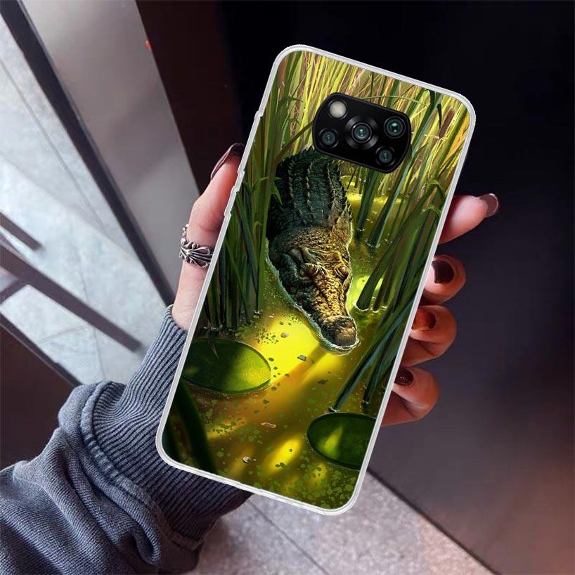 Crocodile Animal Phone Case For Xiaomi Poco X5 X6 X7 Pro F7 Ultra M7 Redmi 15C 15 13C 13 12C 12 10 10C 10A 9 9C 9T 9A Cover Poco