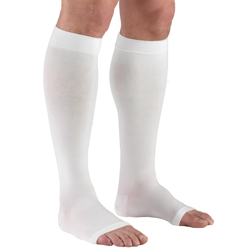 Truform mmHg Compression Open XL 30-40 Stockings, Unisex, Knee-Length, Toe, White,
