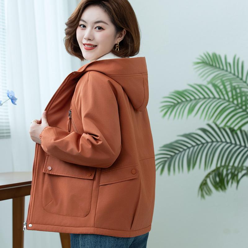 Women's Fleece-Lined Cotton Padded Short Trench Coat - Spring & Autumn Casual, Versatile, Loose Fit 2025.