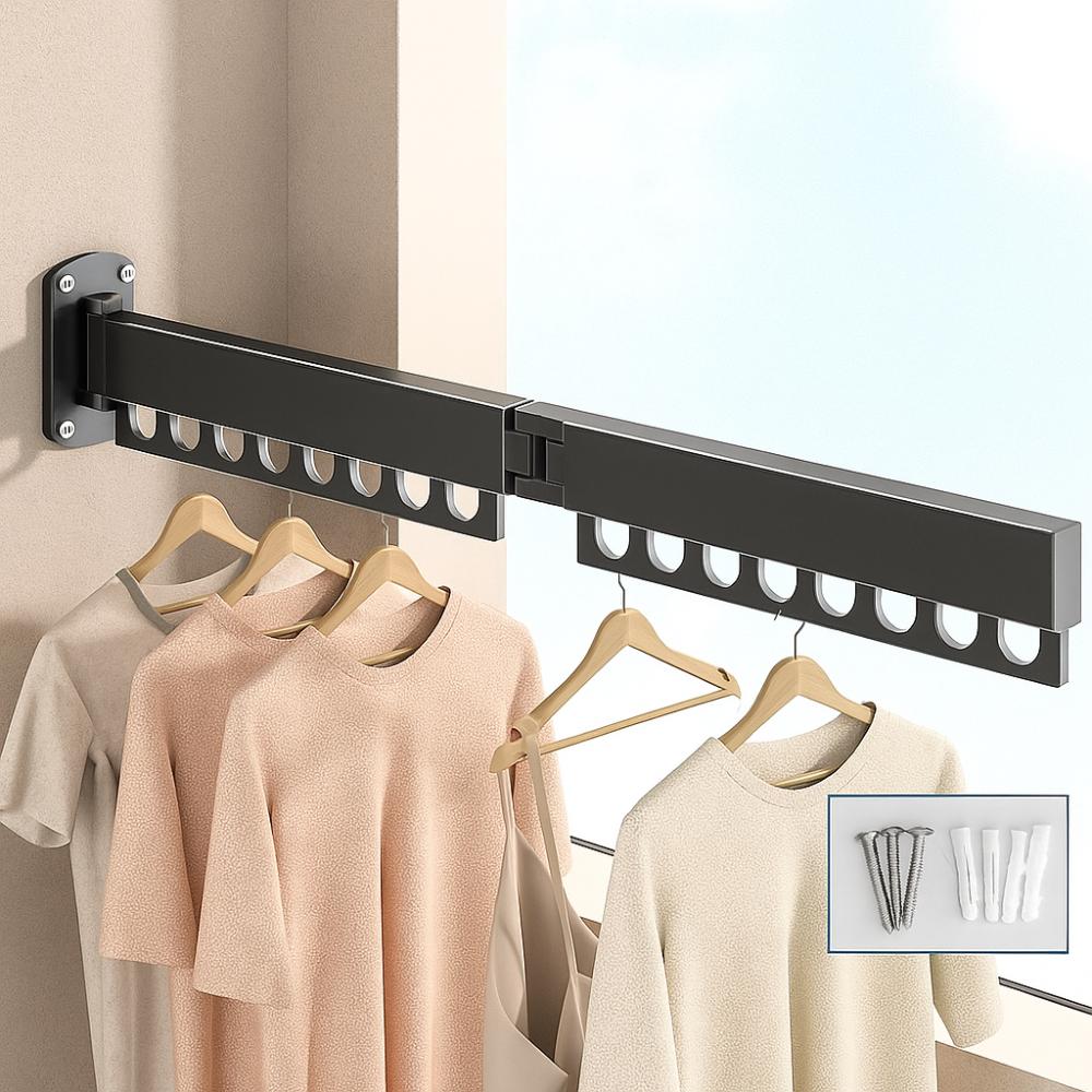 Rust-proof Wall Mount Clothes Hanger Stainless Steel Retractable Clothes Rack  Outdoor
