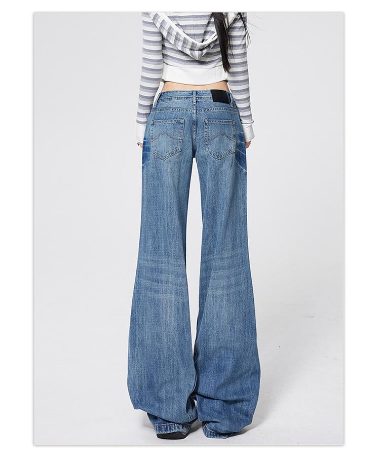 Women's Retro Micro-Flare Jeans - New Autumn Arrival, American-Style, Non-Stick, Loose, Draping, Wide-Leg Pants