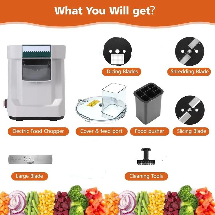 Commercial Electric 9x9mm Vegetable Cutter Machine - Dicing, Slicing, Shredding for Potato, Radish,Detachable Washable Parts