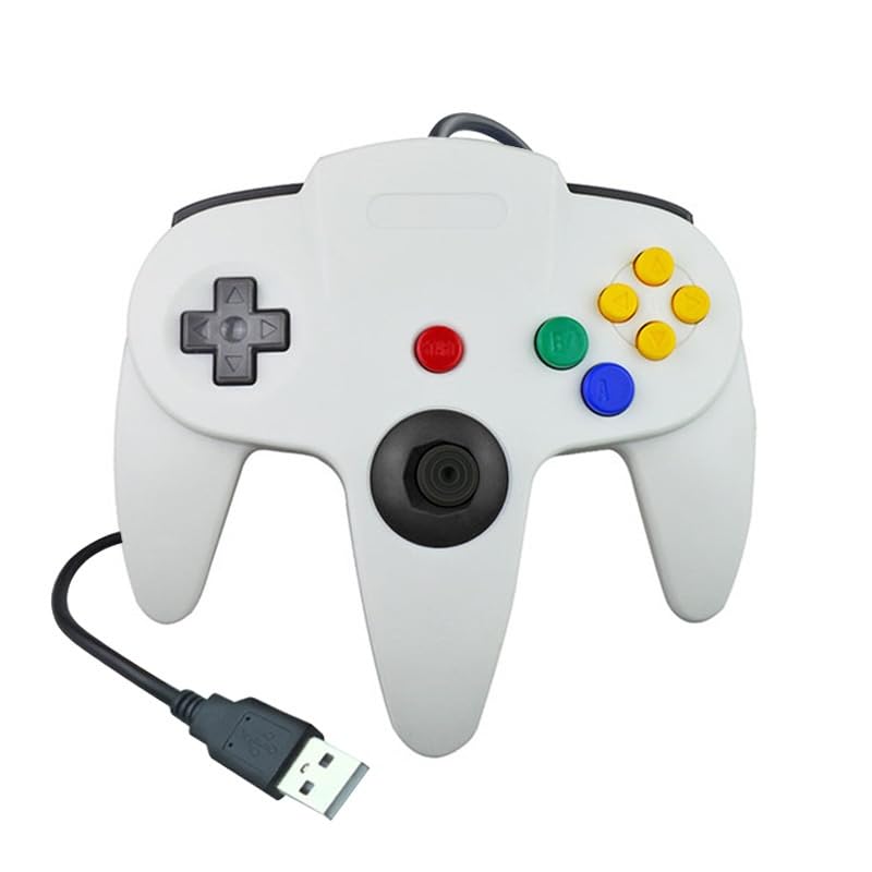 

SRPJ N64 Style Controller Wired USB Gamepad Joypad Controller Retro Game Classic for Windows Mac Raspberry Pi (White [600077])
