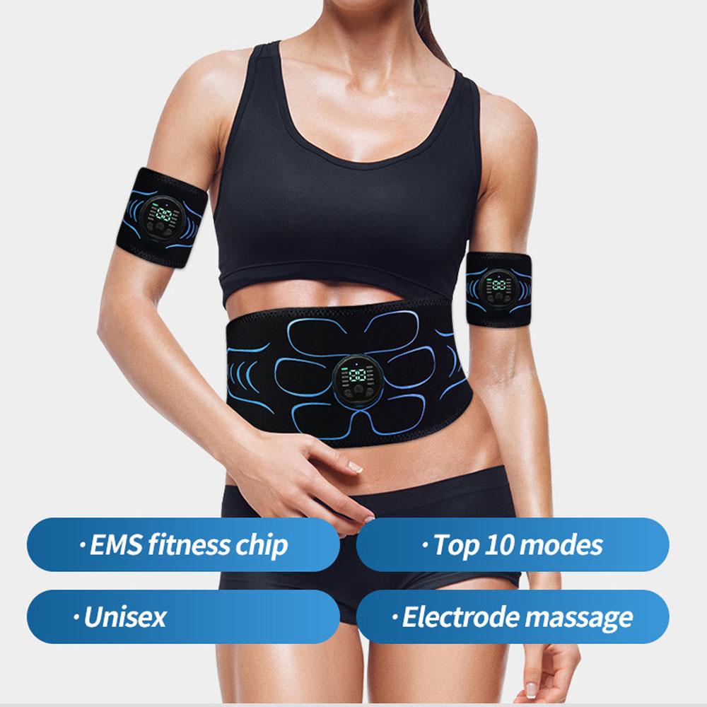 EMS Muscle Stimulator Abs Trainer Smart Abdominal Massage Toning Belt USB Recharge Fitness Massager Body Arm Waist Lose Weight