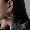 Fashion Metal Irregular Big Circle Hoop Earring for Women Exaggerated Silver Colour Twisted Personality Earrings Jewelry Gift