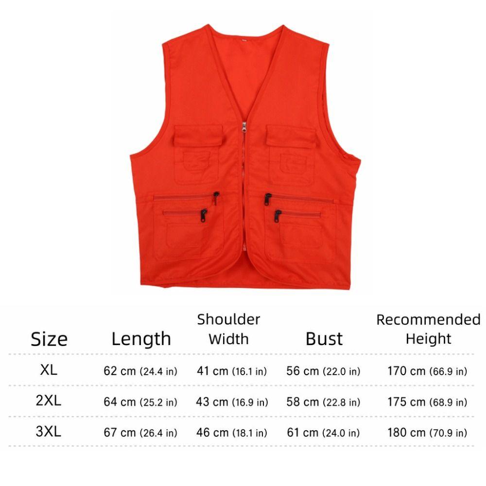 V Neck Cargo Vest Zip Up Outdoor Vest Durable Fishing Vest  Hiking