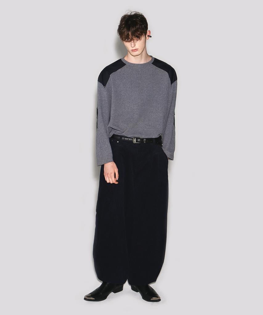 Weseullihyuseuteon Corduroy Deep Tuck Semi Balloon Pants Dark Navy