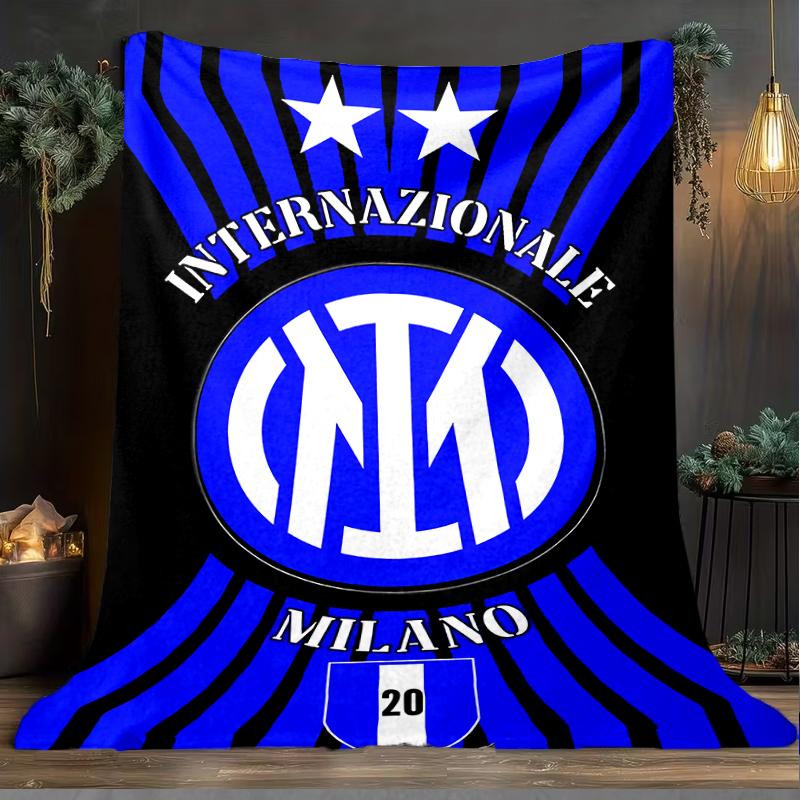 1 PZ F.C. Coperta morbida in flanella stampata Internazionale Milano per camera da letto da adulto, soggiorno, divano, campeggio, viaggi, regali per tifosi, regali di Natale