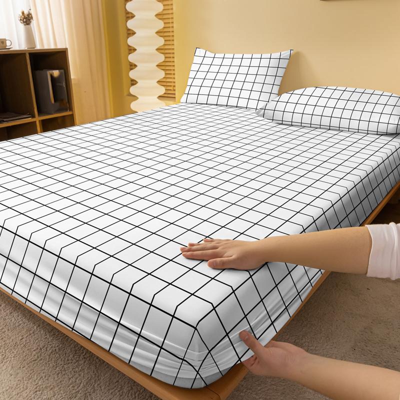 1 Einfaches Modernes Gittergeometrie Gedrucktes Mattes Spannbettlaken, Schlafzimmer Gedruckte Bettdecke, Bettwäsche (Ohne Kissenbezüge)