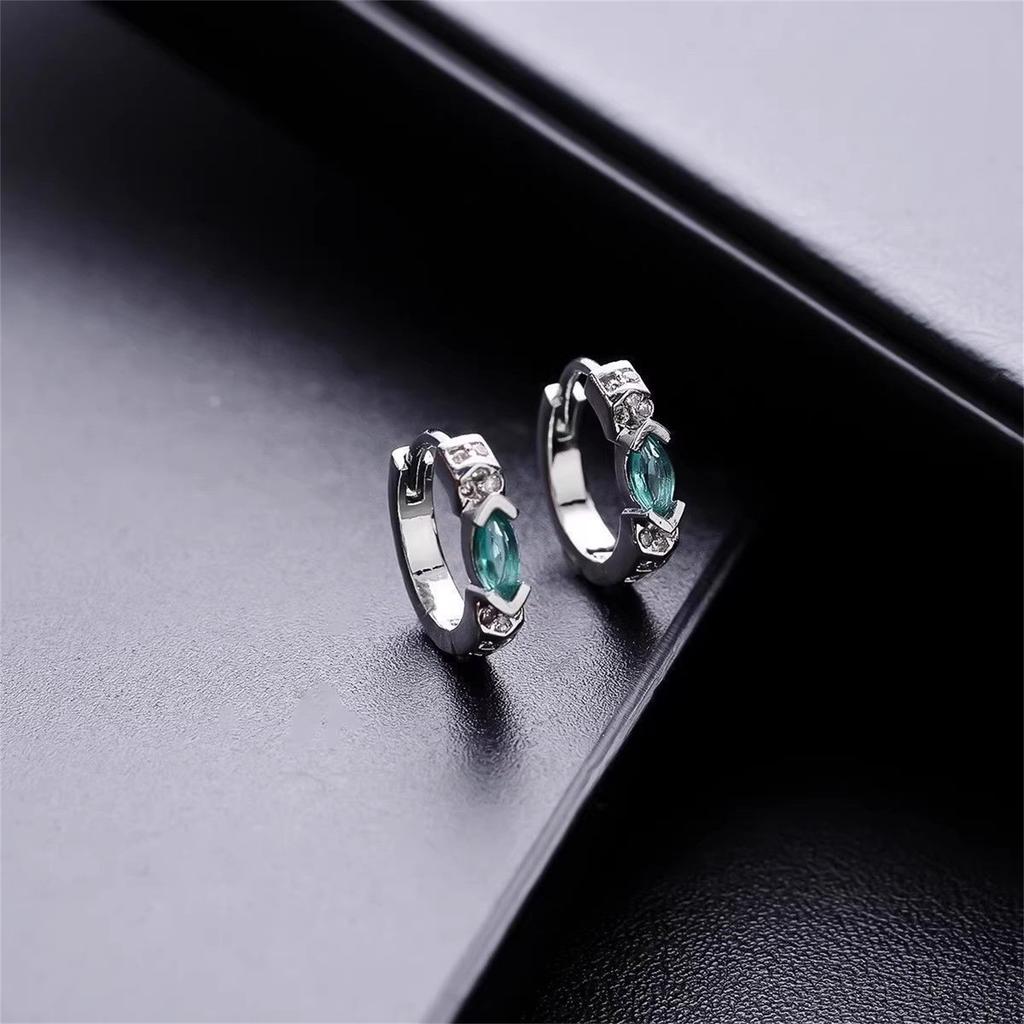 Men's Zirconia Earrings Green Blue Eye Design Fashionable Trendy Jewelry Gift for Men