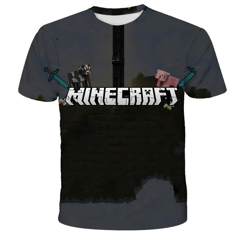 Boys T Shirt Minecraft 3D Printed Casual Summer Cute Boys Girls Building Blocks Cartoon T-shirt Popular Tops Inside Outside Mc