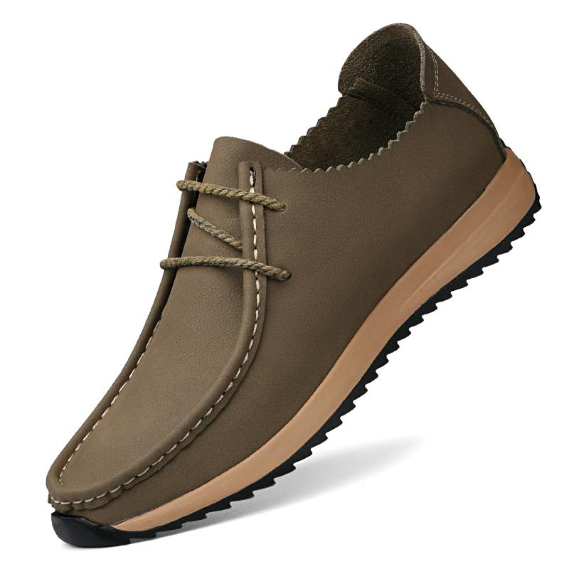 Fashion Luxury Brand Men Genuine Leather Casual Business Shoes Soft Sole Lace-up Casual Leather Walking Shoes Lightweight Outdoor Shoes