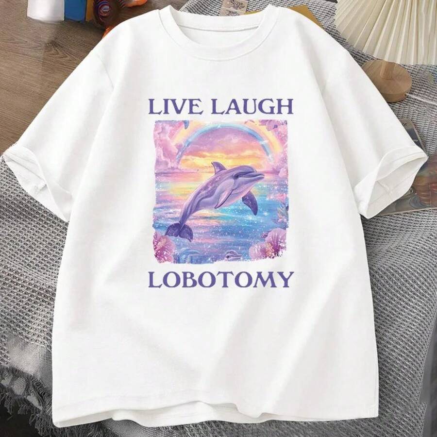 

Unisex Funny Dolphin T-Shirt Silly WeiMIAN Short Sleeve T-shirt Unisex Printed T-Shirt S