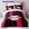 Set de așternut cu model logo RB Leipzig Cearșaf de pilotă Față de pernă Decor pentru casă Cadou (1 * husă de pilotă + 2 * fețe de pernă, fără miez)
