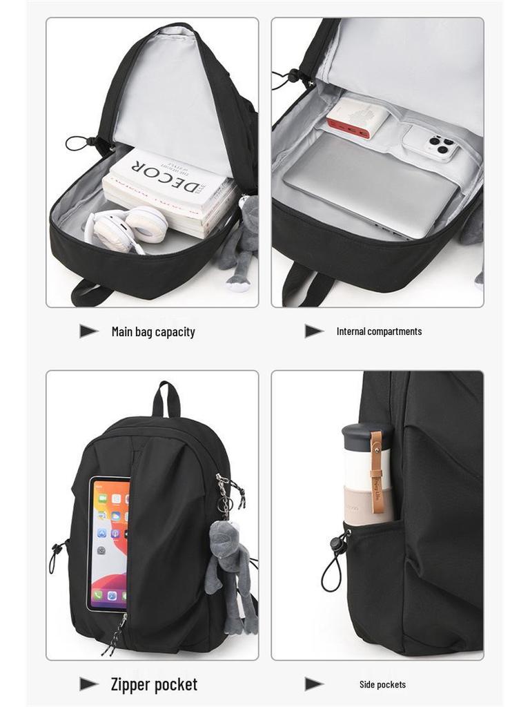 Damski Lekki Plecak Podróżny o Dużej Pojemności - Jednolity Kolor, Podwójne Ramię, Przyjazny dla Laptopa na Studia i do Turystyki Górskiej