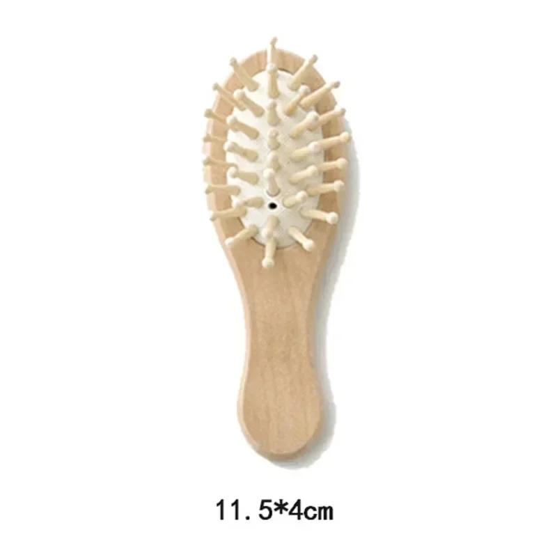 Newborn Wooden Construction Hair Comb Natural Wool Comb Hair Brush Baby Head Massager Portable Little Child Accessories for Newborn Infant