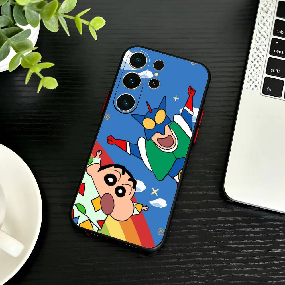 

Cartoon H-Crayon Shin-chan Phone Case For Samsung S26,S25,S24,S23,S22,S30,S21,Ultra,Plus,FE 5G Black Soft Cover Samsung S20plus5G