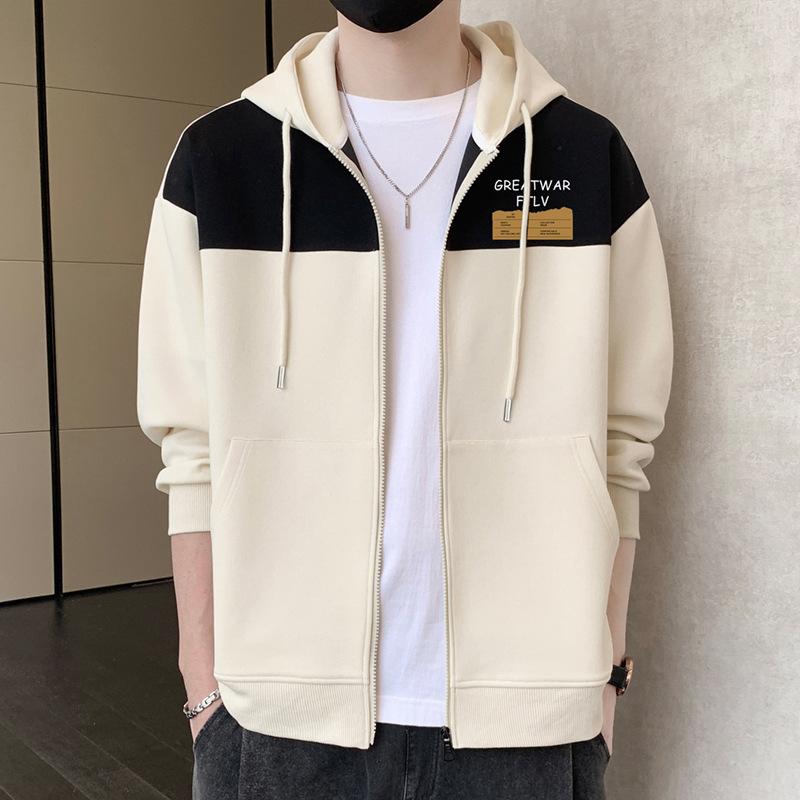 Spring and Autumn New Men's Hoodie All Young Handsome Long-sleeved T-shirt Cardigan Hoodie Base Shirt