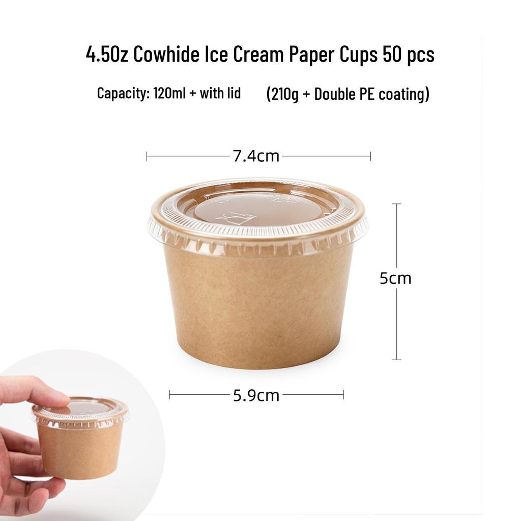 Bellflower Disposable Ice Cream and Yogurt Paper Cups, Portioning Small White Bowls